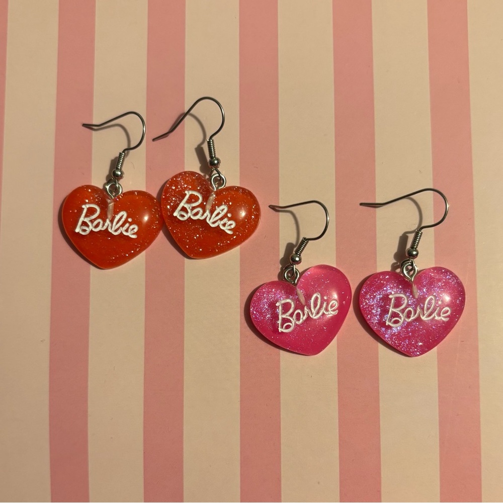 Handmade Barbie heart earrings 2/$15